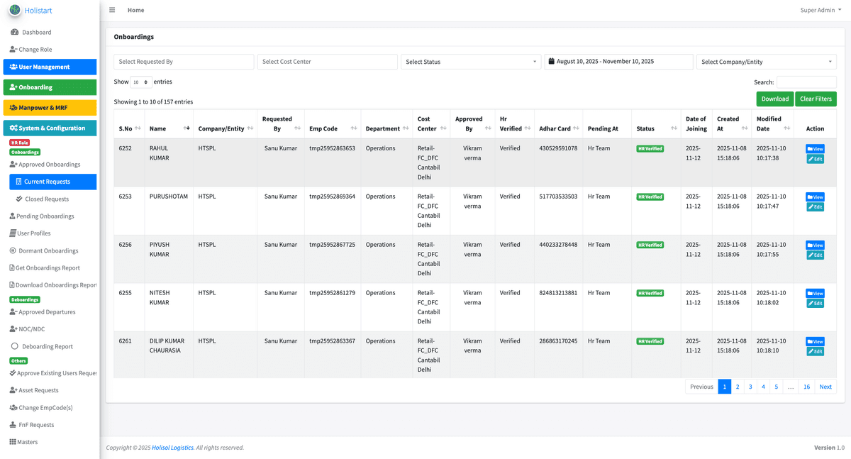 Holistart Workforce Onboarding Platform