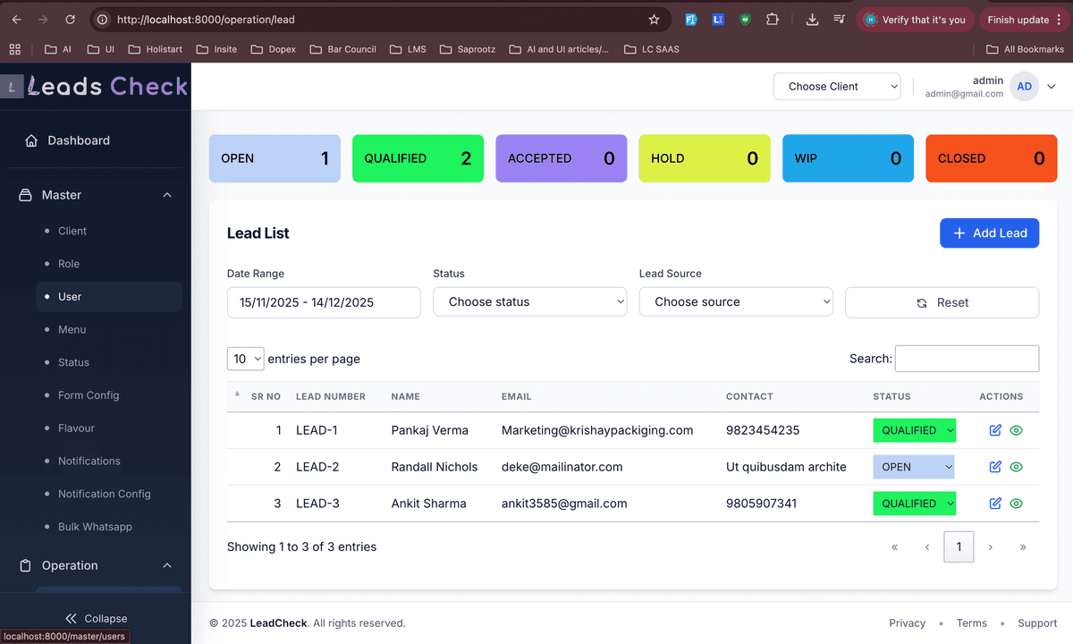 LeadCheck - Multi-Tenant Lead Management System