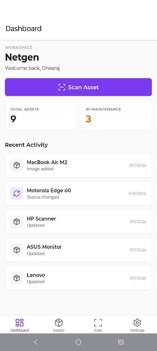 AssetLane mobile view 1