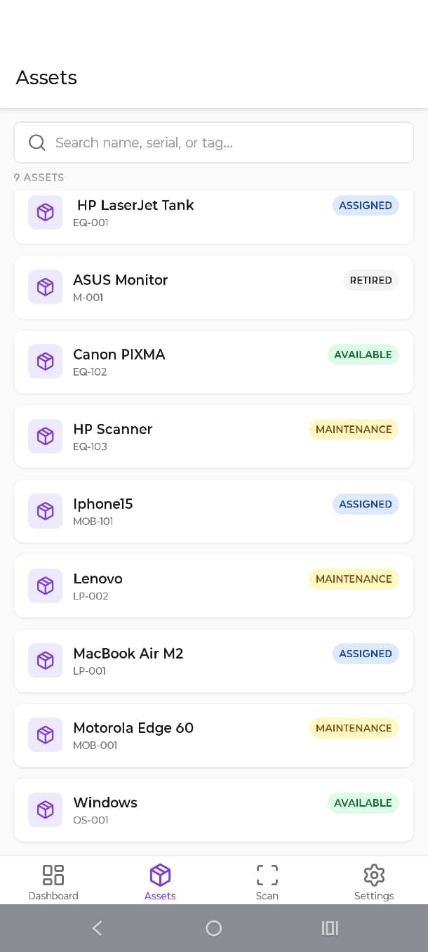AssetLane mobile view 2